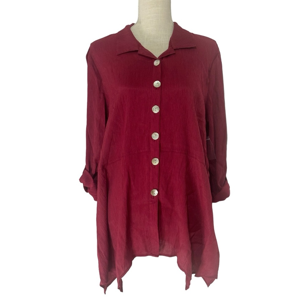 Como Vintage Button Down Woven Gauze Tunic Top